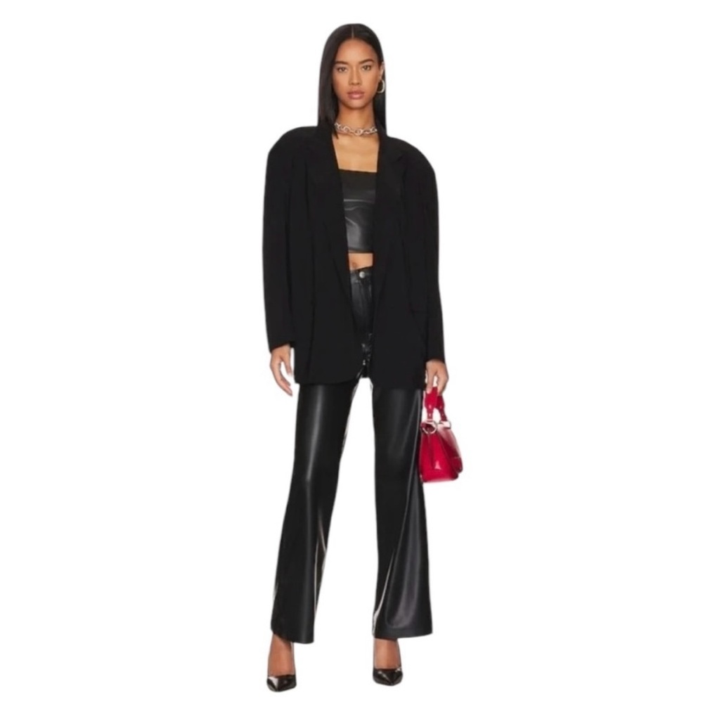 Revolve Blank NYC Franklin Vegan Leather Wide Leg Pants Carbon black 26